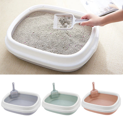 Cat Litter Box 1 Set Excrement Training Sand Litter Box Cat Dog Tray with Scoop Pet Toilet Bedpan Anti-Splash Dog Toilet
