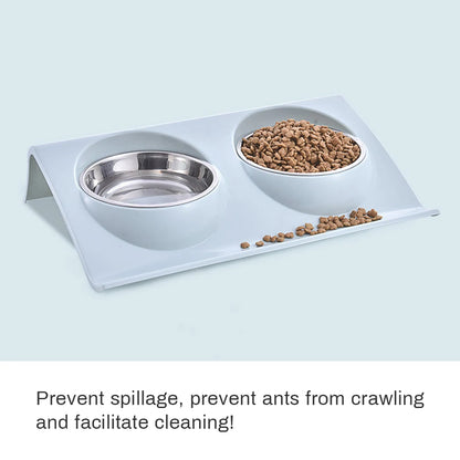 Stainless Steel Water Bowl Feeder Solution Dog and Cat Supplies Double Bowl Pet Dog and Cat Feeding Table