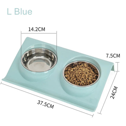 Stainless Steel Water Bowl Feeder Solution Dog and Cat Supplies Double Bowl Pet Dog and Cat Feeding Table